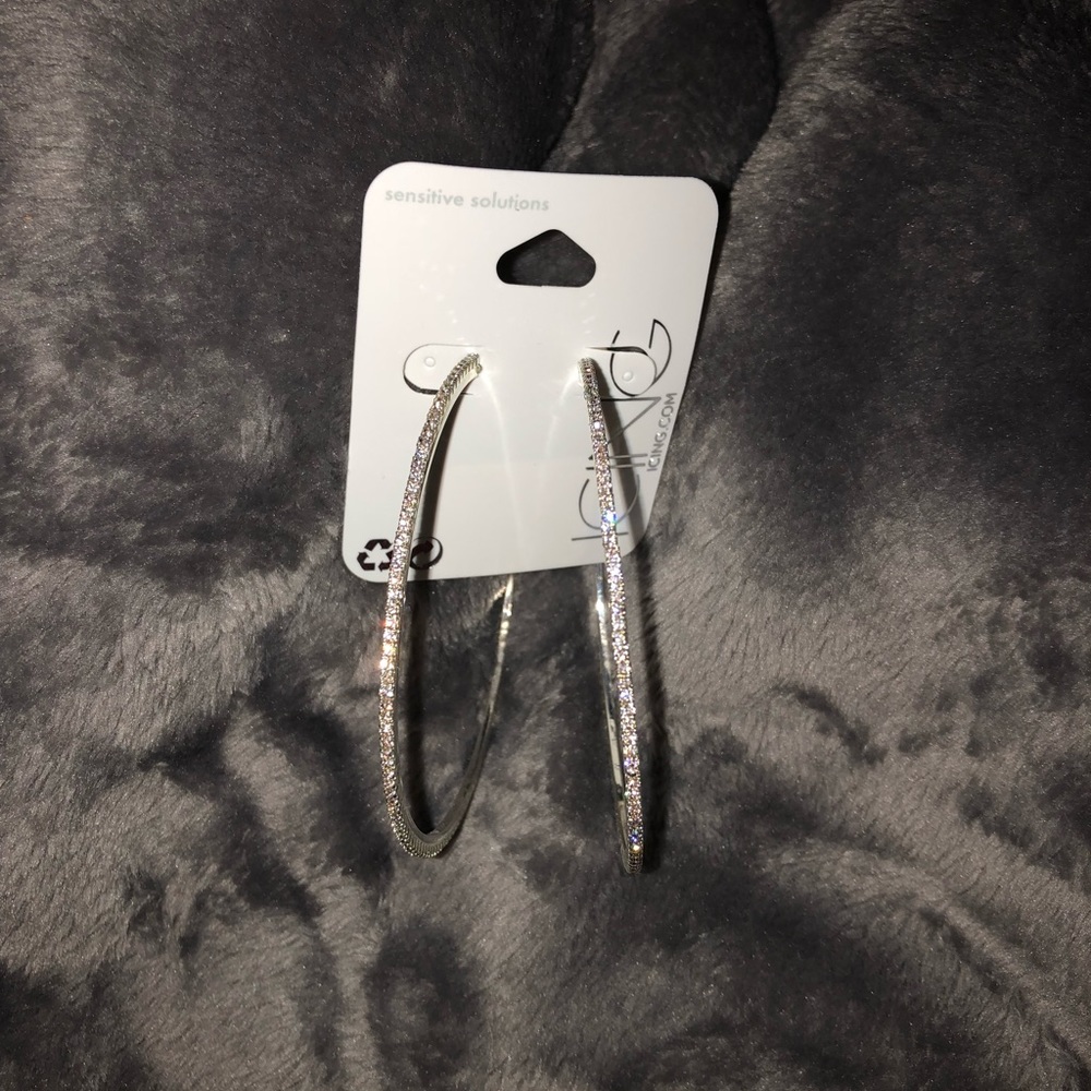 Icing Silver Rhinestone Hoops